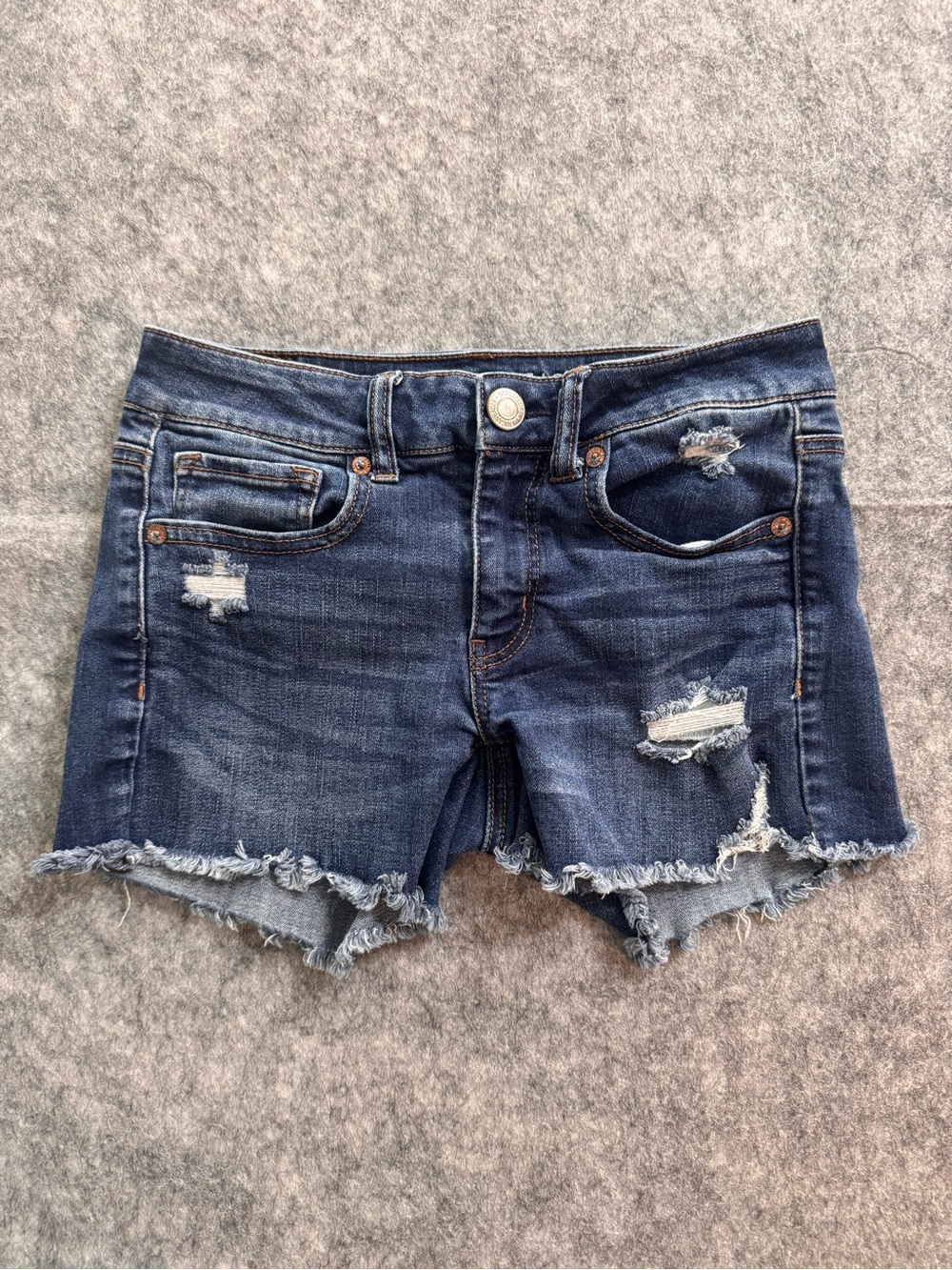 AE Dark Blue Distressed Women's Jean Shorts